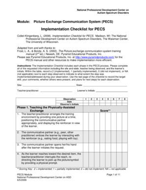  Pecs Checklist 2009-2024