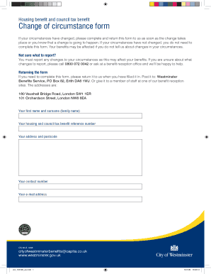 Westminster Change of Circumstances Form