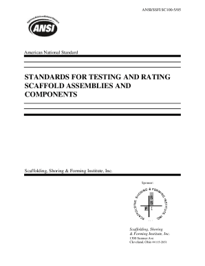 STANDARDS for TESTING and RATING SCAFFOLD ASSEMBLIES and Ssfi  Form