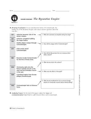 The Byzantine Empire Guided Reading Answer Key  Form