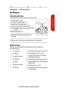 Air Pressure Review and Reinforce  Form