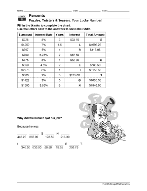 Simple Interest Puzzle  Form