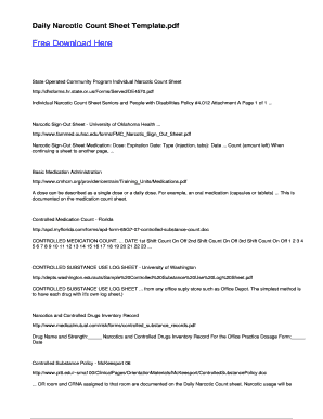 Daily Narcotic Count Sheet Templates  Form