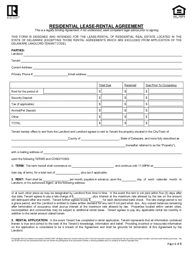 Form 68 Lease Rental Agreement