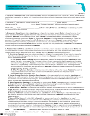 Independent Contractor Agreement between Broker and Associate  Form