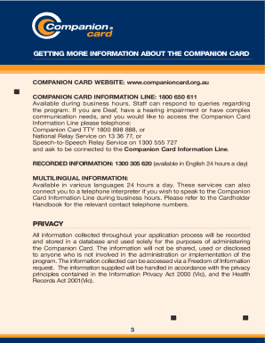 Victorian Companion Card Application Form