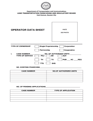 Ltfrb Operator Data Sheet  Form