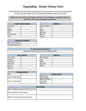 Topgrading Career History Form