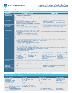 Cayman National Bank Application Form