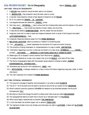 World Geography Sol Review Packet Virginia Answer Key  Form