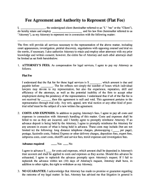 Fee Agreement and Authority to Represent Flat Fee  Form