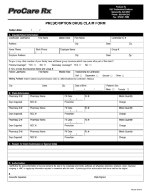 Prescription Drug Claim Form ProCare Rx