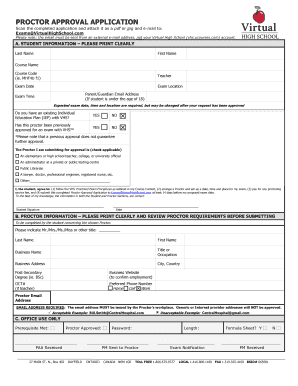 BPROCTORb APPROVAL BAPPLICATIONb Virtual High School  Form