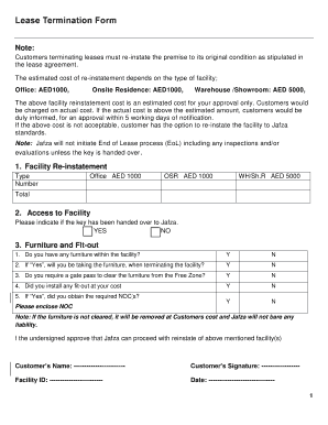 Lease Termination Form Jebel Ali Zone Jafza Jafza