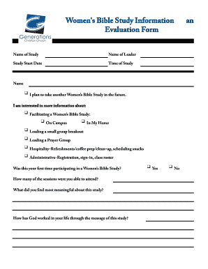 Bible Study Evaluation Form