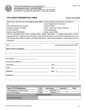 Texas Fin503 Form