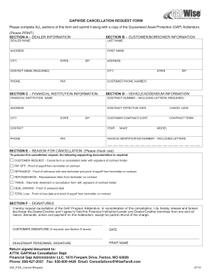 Gapwise Cancellation Form