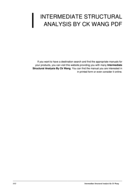 Intermediate Structural Analysis by Ck Wang PDF  Form