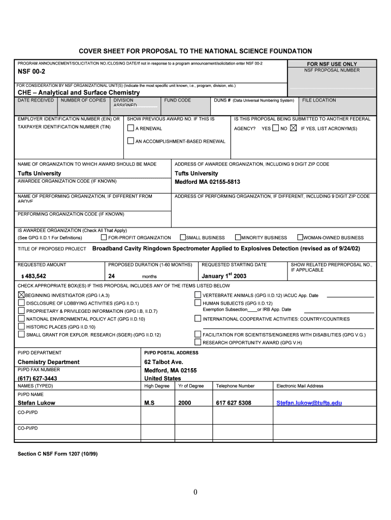 NSF Form 1207 1099