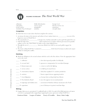 Chapter 11 Building Vocabulary the First World War  Form