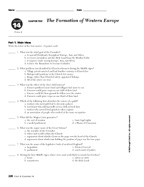 CHAPTER CHAPTER TEST the Formation of Western Europe Pwh District70