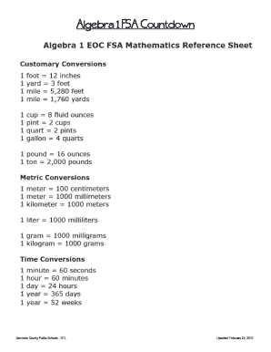 Algebra 1 Fsa Countdown Answer Key  Form