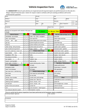 Vehicle Inspection Form Get a Genuine Mopar Vehicle