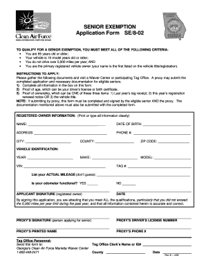 Vehicle Emission Inspection Senior Exemption Application Earlyfordv8ga  Form