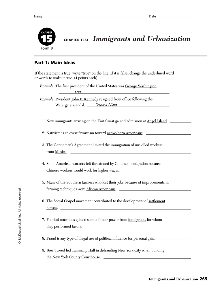 Get and Sign Immigration and Urbanization Fill in the Blank  Form