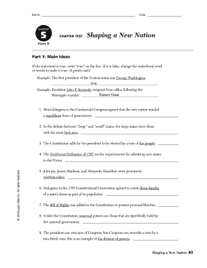Chapter 5 Shaping a New Nation Answer Key  Form