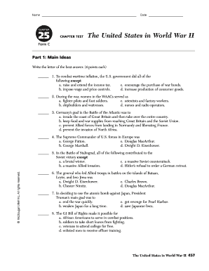The United States in World War II  Form