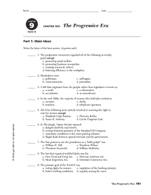 Progressive Era Test Questions and Answers  Form