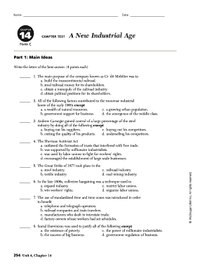 Chapter 14 a New Industrial Age Answer Key PDF  Form