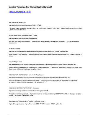 Home Care Invoice Template Form