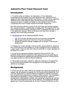 Jobcentre Plus Travel Discount Card Application Form PDF