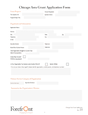  Chicago Area Grant Application Form Forefront 2015-2024