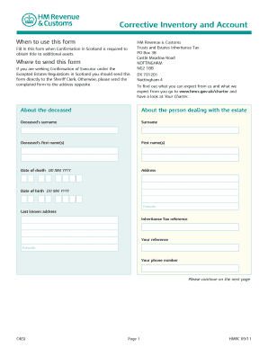 C4S Corrective Inventory and Account Use Form C4S If You Need an Additional Grant of Confirmation for Assets in Scotland