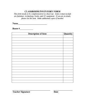 Classroom Inventory Template Excel  Form