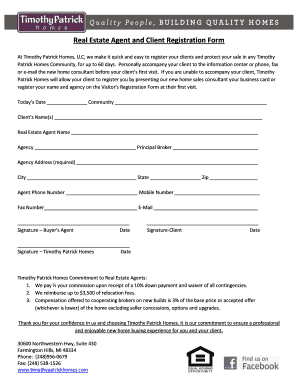 Real Estate Agent and Client Registration Form