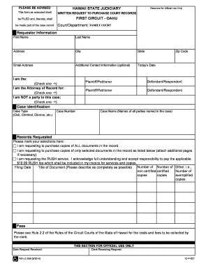 Circuit Family Court Request to Purchase Court Records Courts State Hi  Form