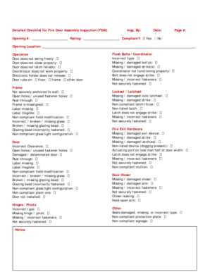 Fire Door Inspection Checklist PDF  Form