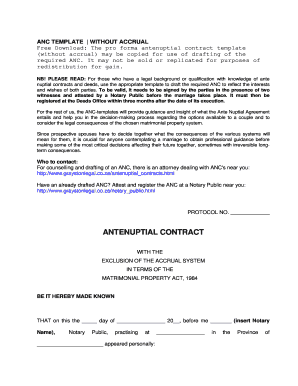 Antenuptial Agreement Template  Form