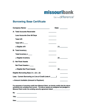Borrowing Base Certificate Template  Form