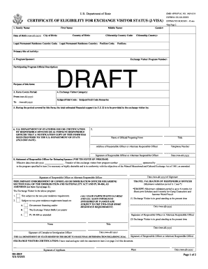 Certificate of Eligibility for Exchange Visitor Status  Form