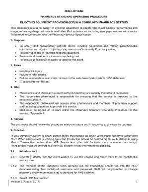 Sop Pharmacy Example Form