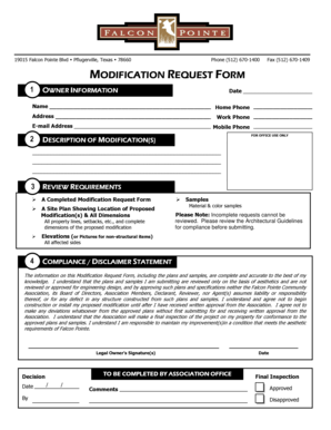 Falcon Pointe Modification Request Form