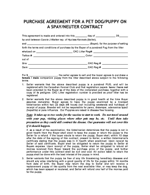 Spay Neuter Contract Template  Form
