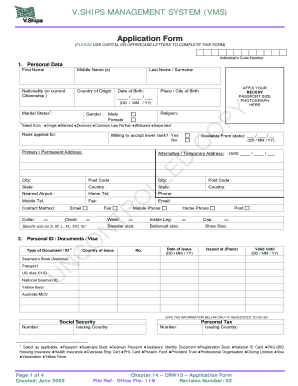 V Ships Application Form