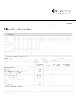 Biokinetic Spinal Evaluation Form Affordable Medical Cover Affordablemedicalcover Co