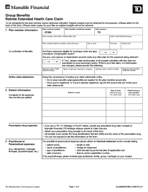 Group Benefits Retiree Extended Health Care Claim  Form